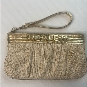 Express wristlet natural straw exterior